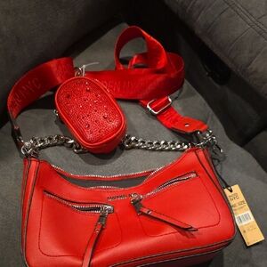 Madden NYC Red Women's Bag with Chain Strap